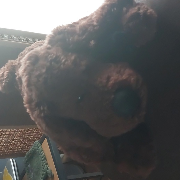 Brown dog with green bow stuffed animal - Picture 1 of 5